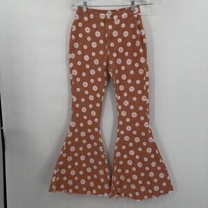 Altar'd State Women's High Rise Flower Power Bell Bottom Pants S